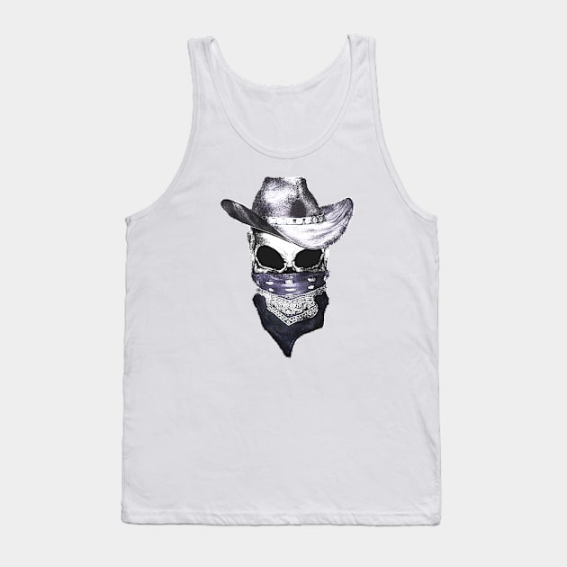 skull art, hat cowboy, bandanas, headband Tank Top by Collagedream